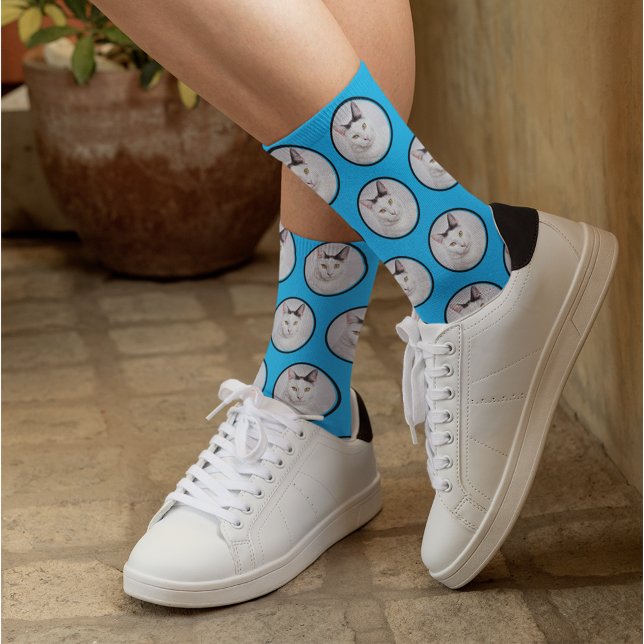 Calcetines Patrón fotográfico Mascota gracioso cielo azul (Subido por el creador)