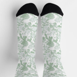 Calcetines Patrón francés de rosas florales verdes en chinois