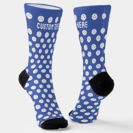 Calcetines Patrón Fun Pickleball Blue White Sports Balls