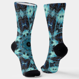 Calcetines Patrón geométrico azul con brillo radiante