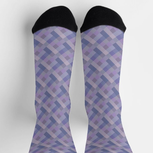 Calcetines Patrón geométrico azul morado (Arriba)