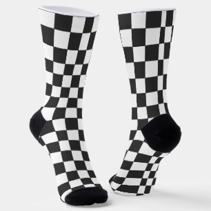 Calcetines patrón geométrico cuadrado blanco negro