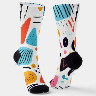 Calcetines Patrón geométrico de Memphis de colores juguetones