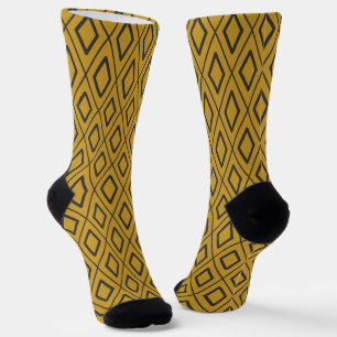 Calcetines Patrón geométrico dinámico negro y naranja