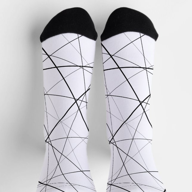 Calcetines Patrón geométrico en blanco y negro (Arriba)