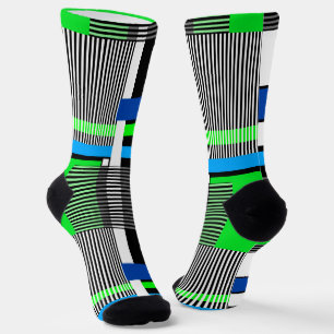 Calcetines patrón geométrico en colores rayados y neones