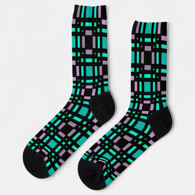 Calcetines Patrón geométrico en colores verdes y geométricos  (Izquierda)