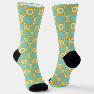 Calcetines Patrón geométrico estilizado en hexágono naranja i
