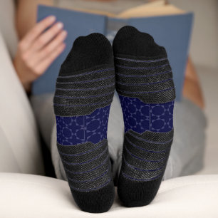 Calcetines Patrón geométrico islámico en azul y dorado
