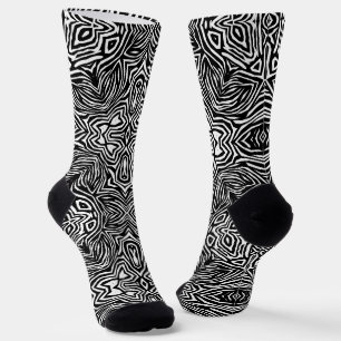 Calcetines Patrón geométrico moderno abstracto en blanco y ne