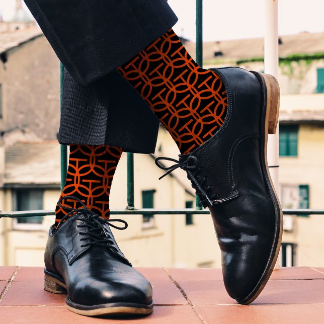 Calcetines Patrón geométrico negrita negro y Naranja Unisex A (Subido por el creador)