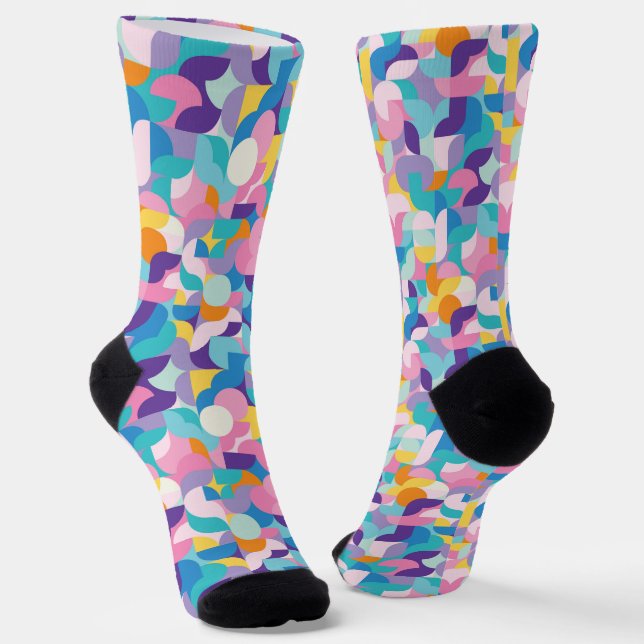 Calcetines Patrón geométrico púrpura y rosa (Angular)