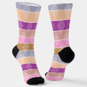Calcetines Patrón geométrico retro a rayas multicolores