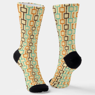 Calcetines Patrón geométrico retro Naranja marrón verde azula