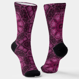 Calcetines Patrón Geométrico Rosa con Resplandor de Mandala F