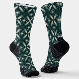 Calcetines Patrón geométrico verde retro
