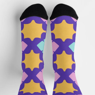 Calcetines Patrón geométrico vibrante con colores brillantes