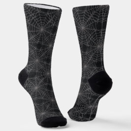 Calcetines Patrón Gótico de Telaraña Negro y Gris