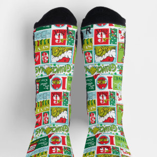 Calcetines Patrón Grinch Feliz Grinchmas
