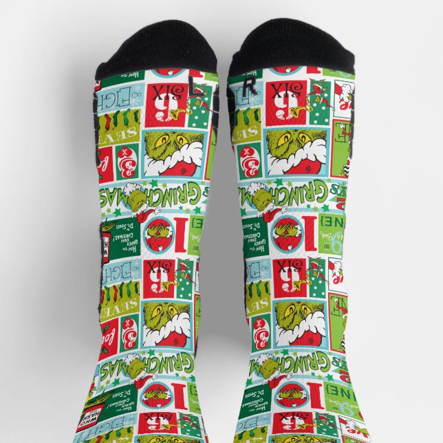Calcetines Patrón Grinch Feliz Grinchmas (Arriba)