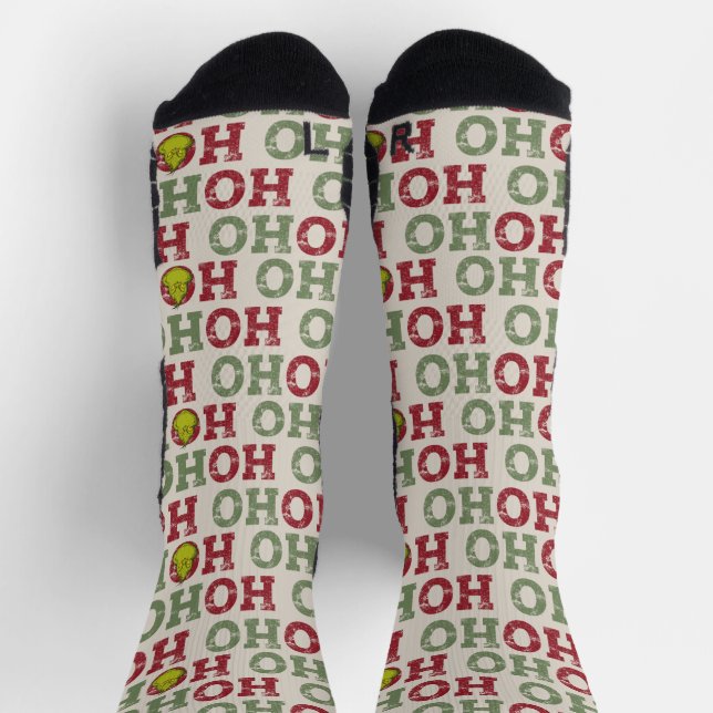 Calcetines Patrón Grinch Ho Ho Ho (Arriba)