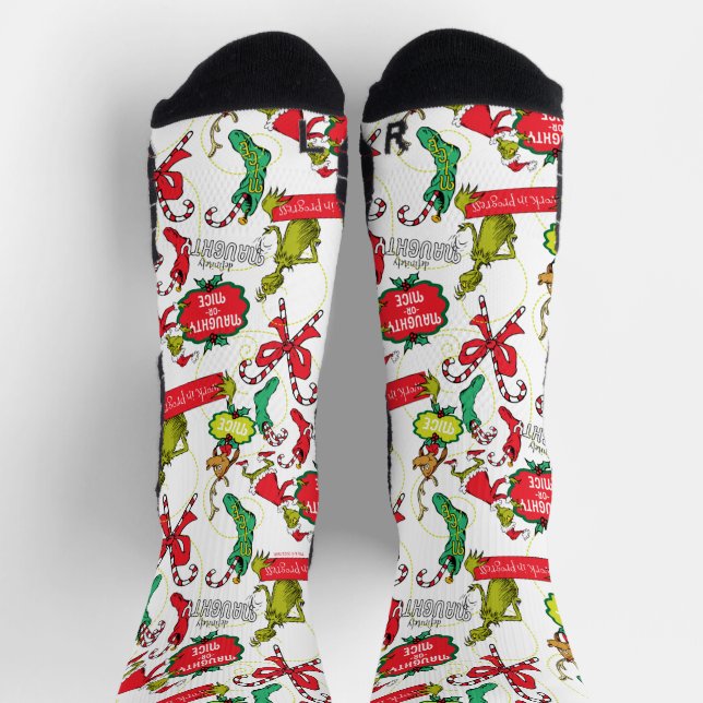 Calcetines Patrón Grinch Malo o Bueno (Arriba)