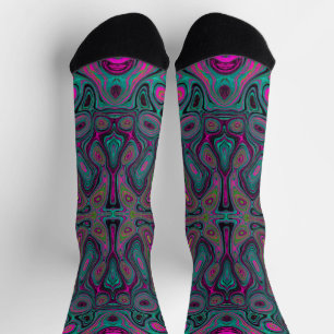 Calcetines Patrón Grueso Magenta y Azul Turquesa Groovy