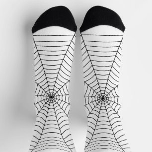 Calcetines Patrón Halloween de telaraña blanca y negra