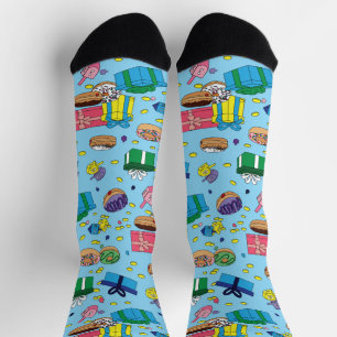 Calcetines Patrón Hanukkah azul claro