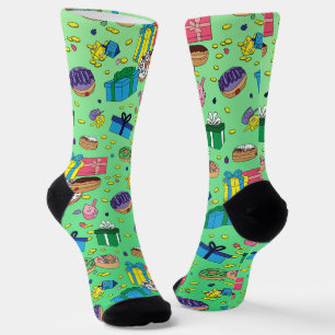 Calcetines Patrón Hanukkah verde