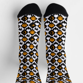 Calcetines Patrón Harlequin del Naranja blanco negro de Hallo
