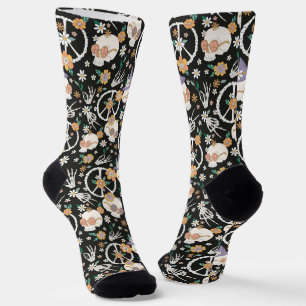 Calcetines Patrón Hippie Halloween Skulls and Floween
