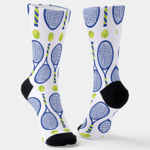 Calcetines 🎾 Patrón horizontal azul, verde, blanco 🎾 tenis