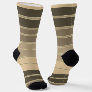 Calcetines patrón horizontal beige gris con rayas