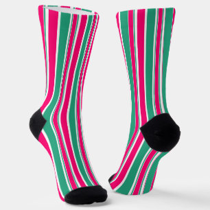 Calcetines Patrón horizontal rayado rojo-verde