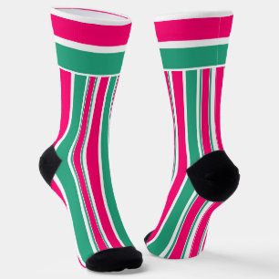 Calcetines Patrón horizontal rayado rojo-verde