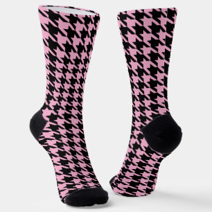 Calcetines Patrón Houndstoth negro y rosa Socks