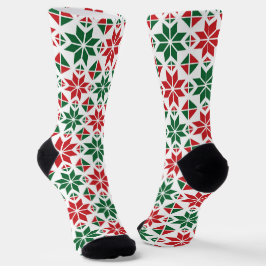 Calcetines Patrón ilustrado de copos de nieve de Navidades bu