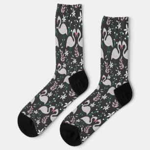 Calcetines Patrón ininterrumpido de flamenco blanco sobre fon