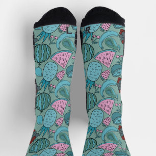 Calcetines Patrón ininterrumpido de frutas Patrón de superf
