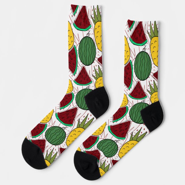 Calcetines Patrón ininterrumpido de frutas | Patrón de superf (Izquierda)