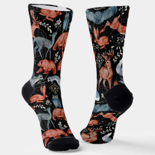 Calcetines Patrón intrincado de animales del bosque