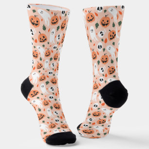 Calcetines Patrón Jack-O-Lantern y fantasma