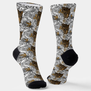 Calcetines Patrón Leopard & Peonies