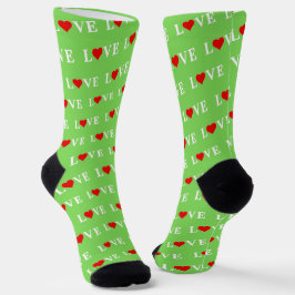 Calcetines Patrón Lime Green LOVE Moderno Guay Elegante