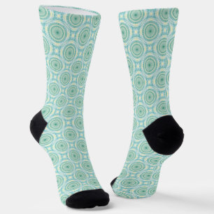 Calcetines Patrón Mandala Azul Verde Naranja