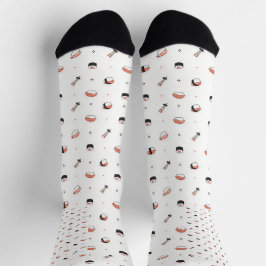Calcetines Patrón Minimalista de Sushi Kawaii Comida Japonesa