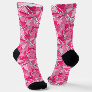 Calcetines Patrón moderno de formas geométricas rosa y carmes