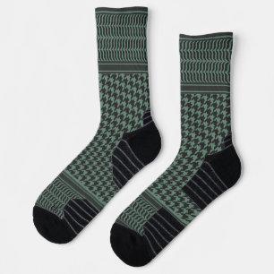 Calcetines Patrón Moderno de Houndstooth de Oliva Atenuado