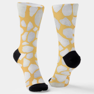 Calcetines Patrón moderno de Terrazzo Blanco Naranja